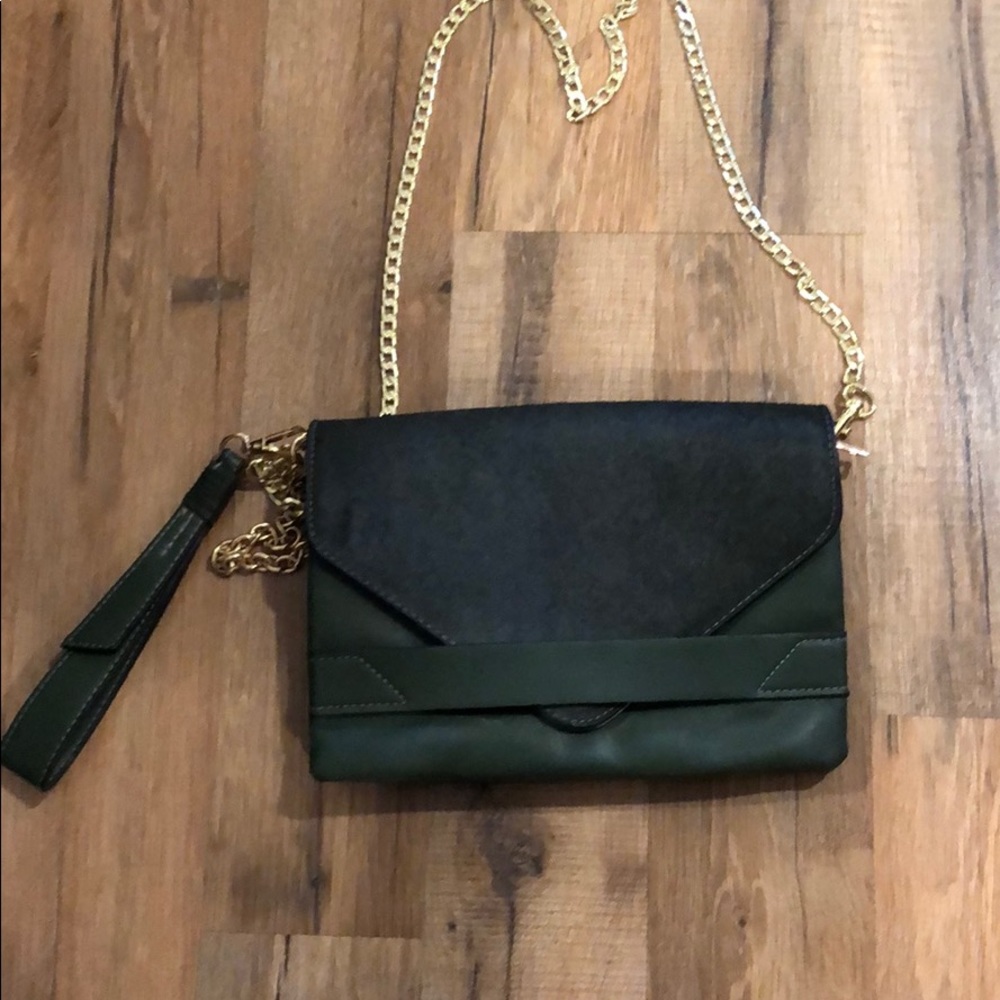 Hunter green clutch/crossbody bag
